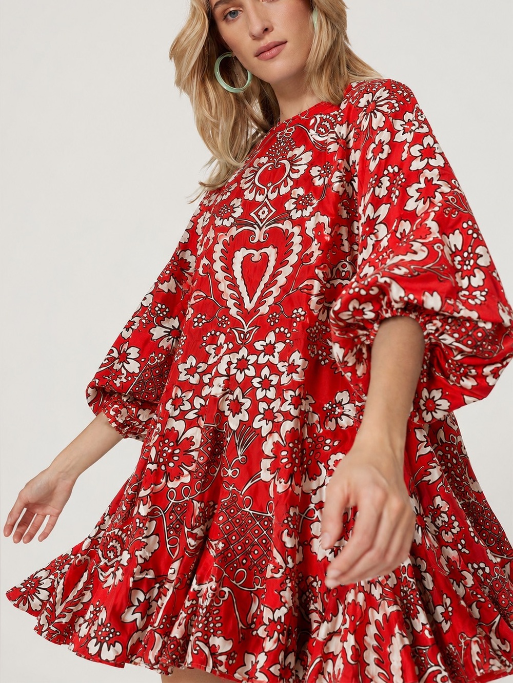 Rhode Ella Dress in Sicilia Red size Small Colorful Cotton